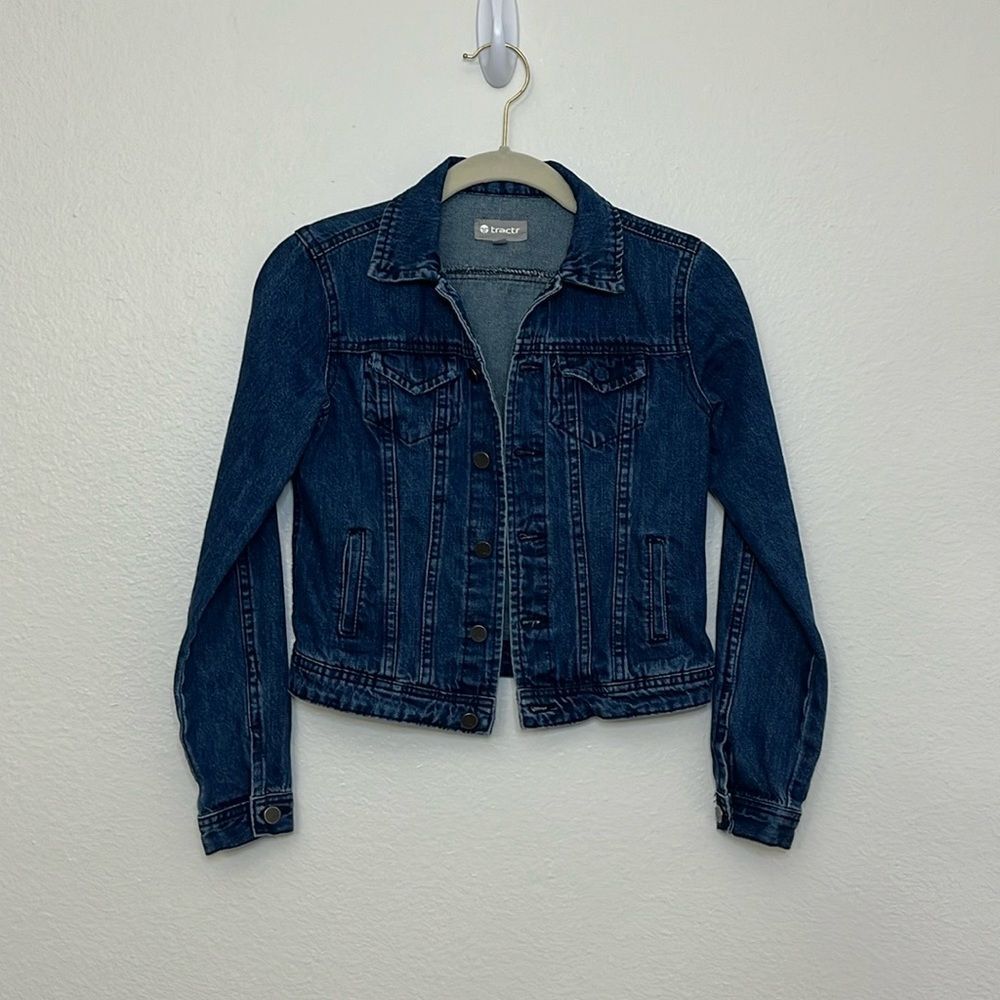 Tractr Girl Basic Denim Jacket in Indigo Sz Small